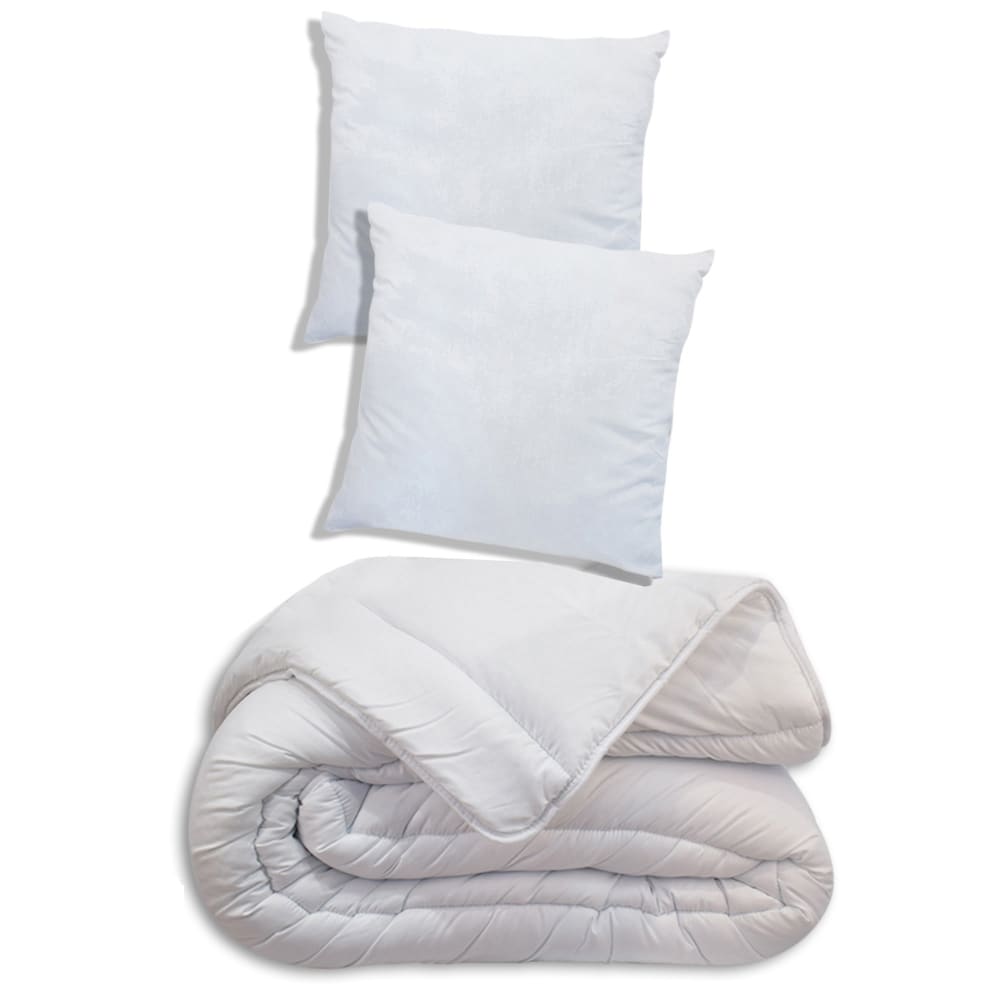 Couette tempérée 240x260 2 oreillers polyester 60x60 pour lit 160x200