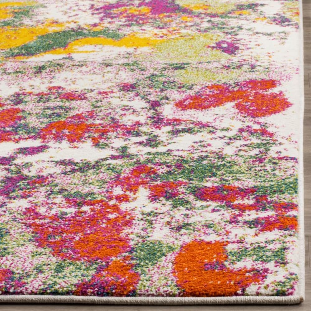 Tapis abstrait en polypropylène vert/rose, 201 x 274 cm — vue 4
