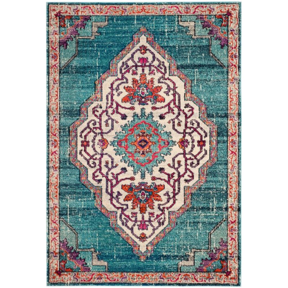 Tappeto boho chic in polipropilene blu/multicolore, 155 x 231 cm
