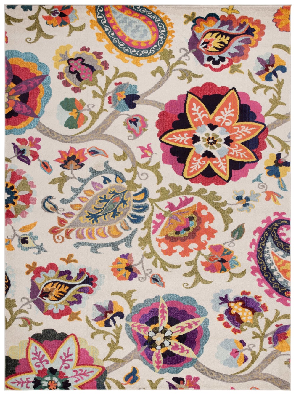 Safavieh Tapis bohème chic en polypropylène blanc/multicolore, 235 x 335 cm style classique chic - Pp - Polypropylène