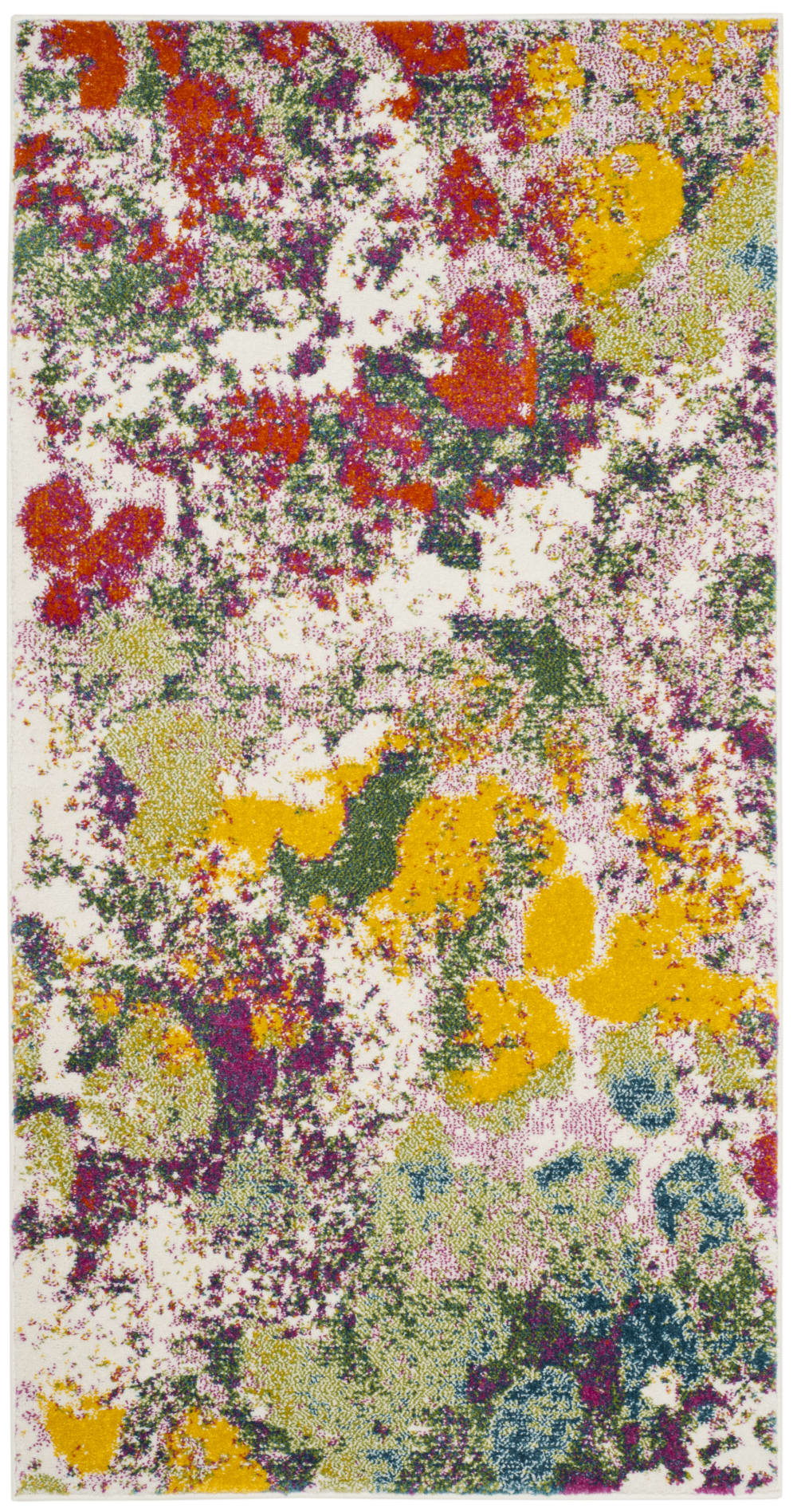 Tapis abstrait en polypropylène vert/rose, 122 x 183 cm