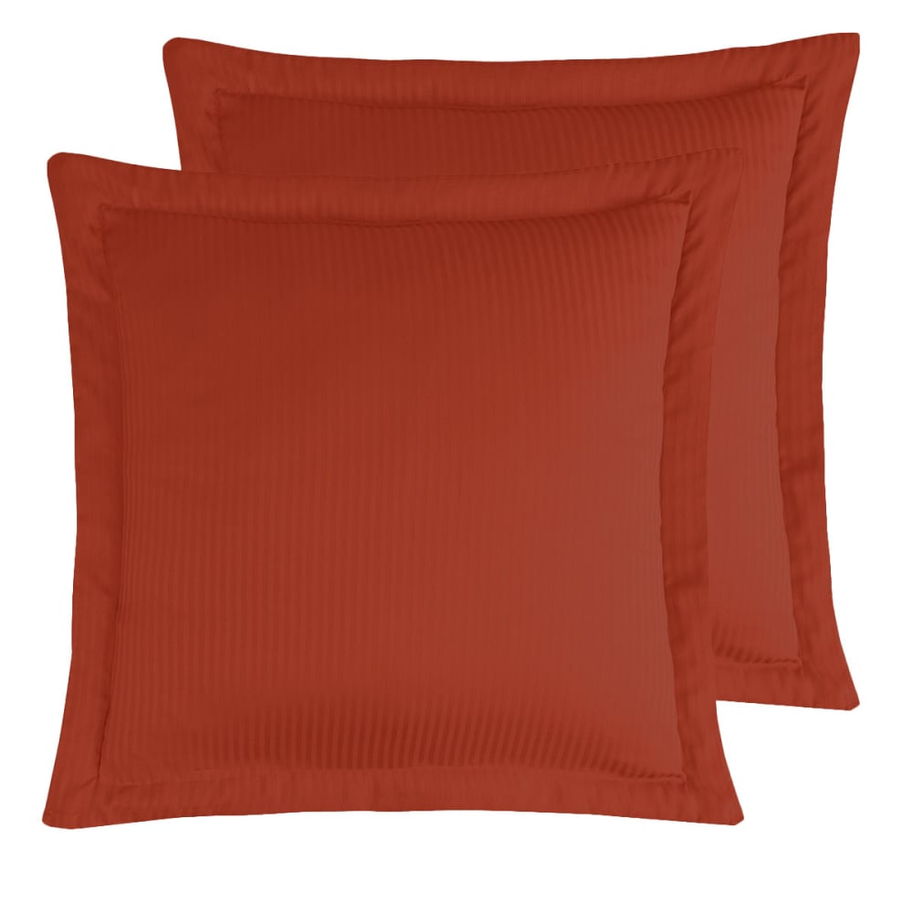 2 taies d'oreiller rayées en satin de coton Terracota 65x65 cm
