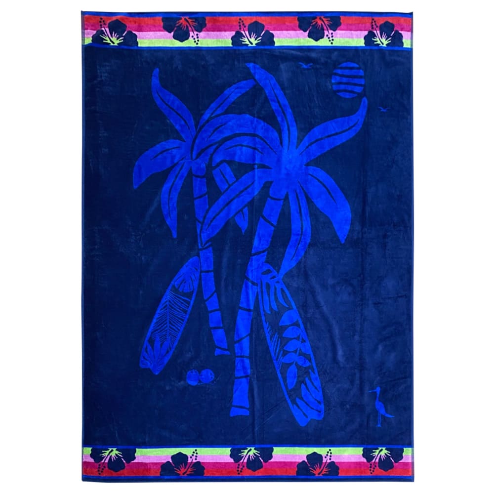 Serviette de plage éponge velours Jacquard Vegas marine 140x180