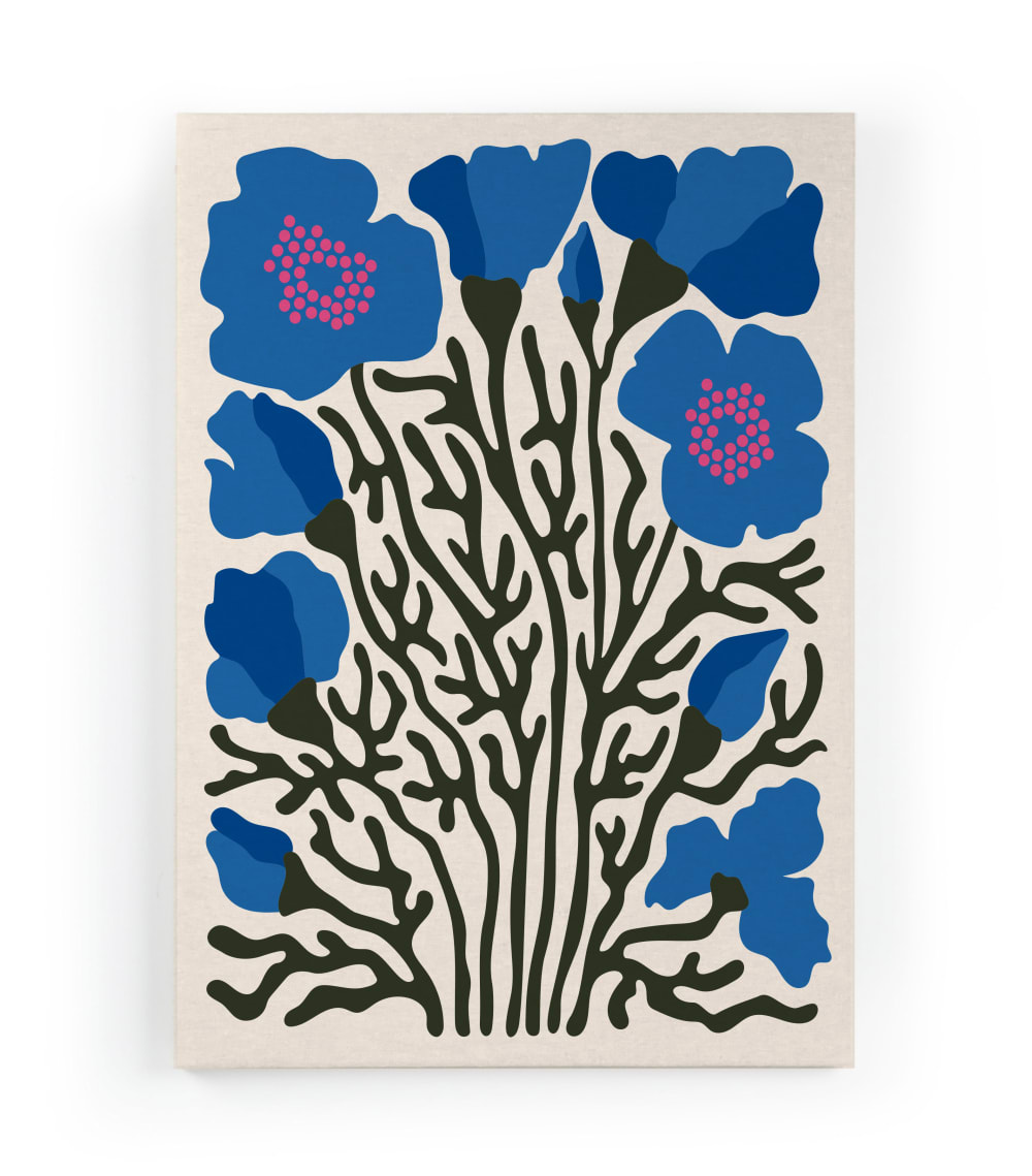 Surdic Peinture sur toile 60x40 imprimé HD Fleurs bleues style contemporain Multicolore Pes - Polyester