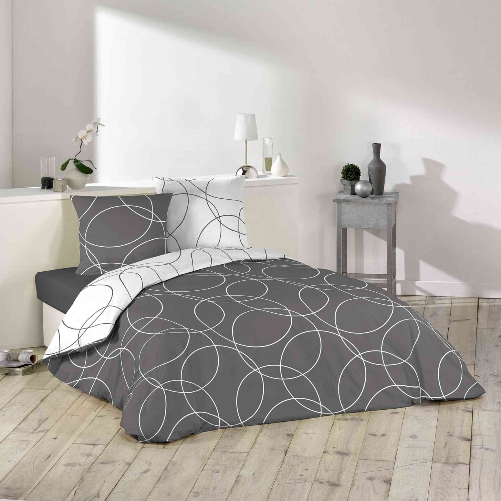 Parure de lit elton polyester gris 140x200 cm