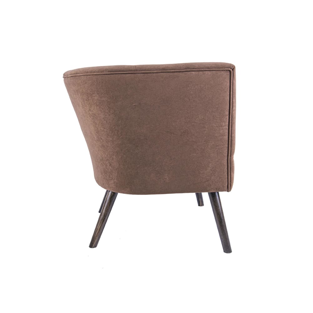 Fauteuil design en tissu effet daim chocolat