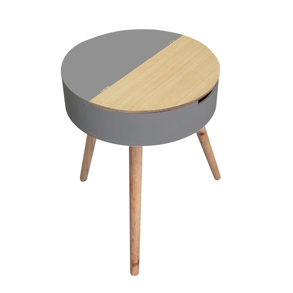 The Home Deco Factory Table d'appoint coffre design scandinave gris style contemporain Gris Bois - 45x57x45cm