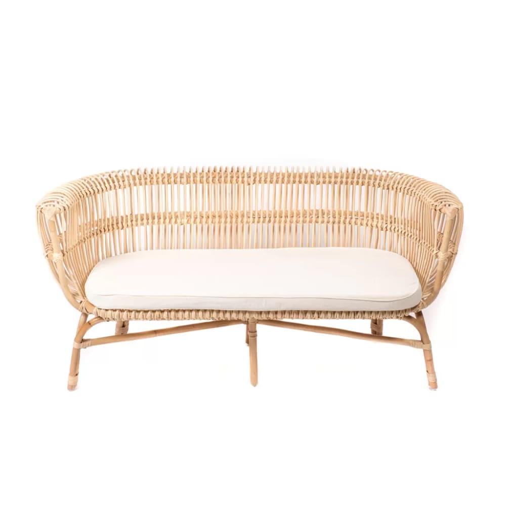 Canapé en rotin avec coussin 75x160x77