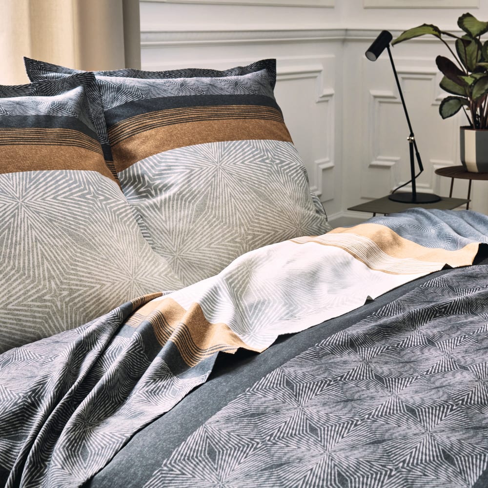 Housse de couette au style graphique satin de coton noir 240x220 cm