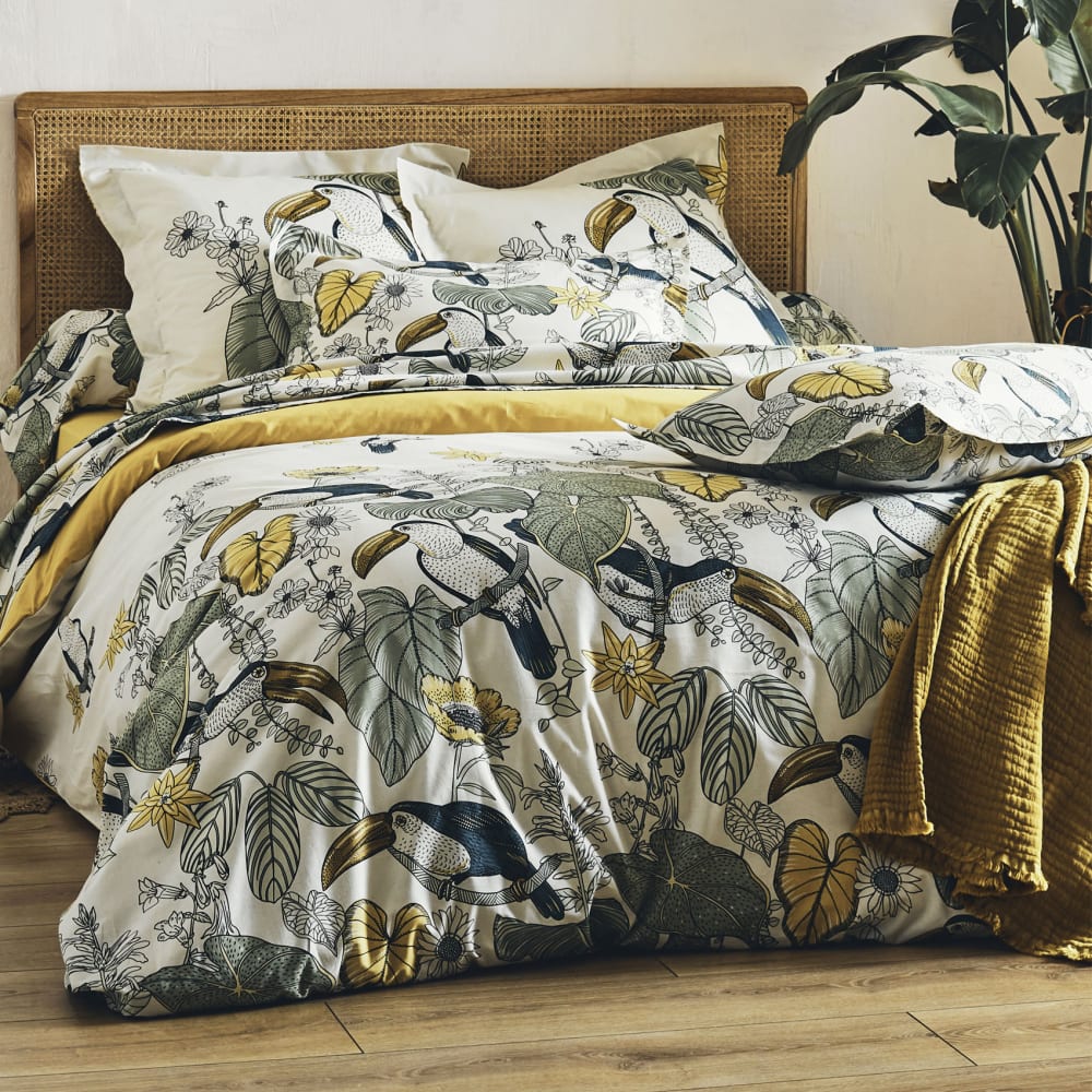 Housse de couette toco coton kaki 200x200 cm