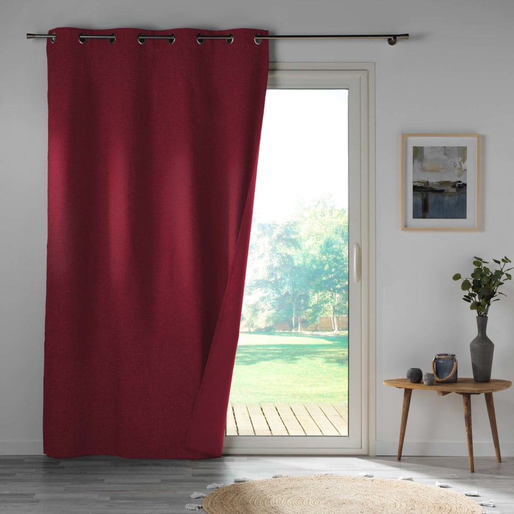 Rideau 100% occultant en microfibre polyester bordeaux 260 x 140