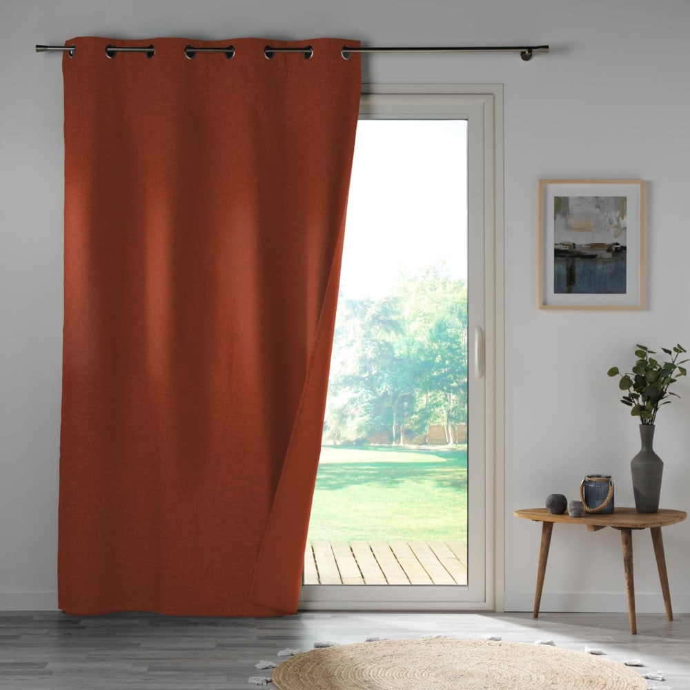 Rideau 100% occultant en microfibre polyester terracotta 140x260 cm