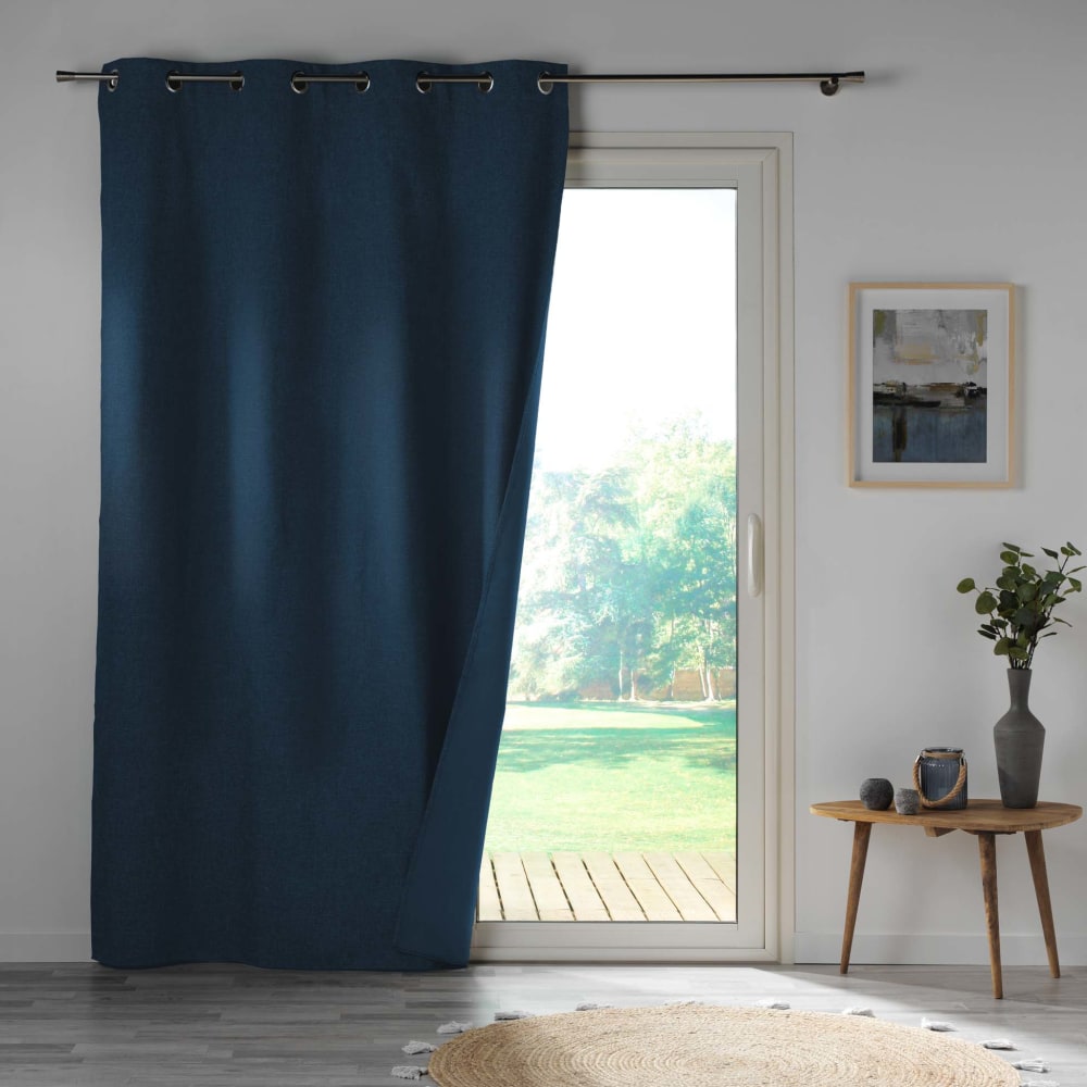 Rideau 100% occultant en microfibre polyester marine 260 x 140