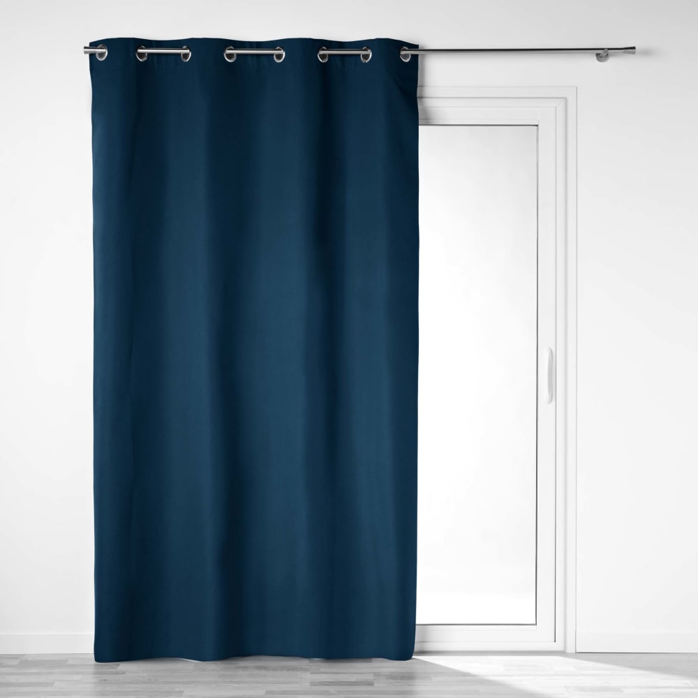 Rideau 100% occultant en microfibre polyester marine 260 x 140 - Maisons du Monde