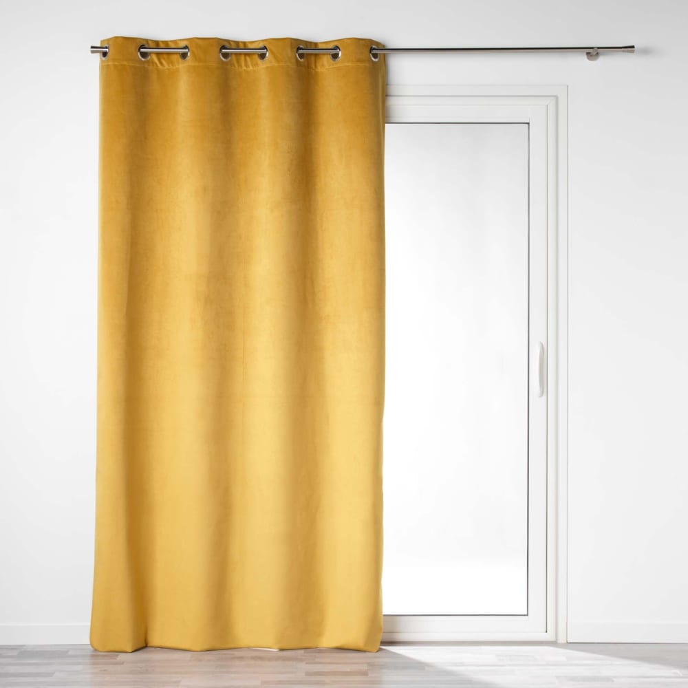 Rideau occultant en velours uni jaune 135x260 cm - Maisons du Monde