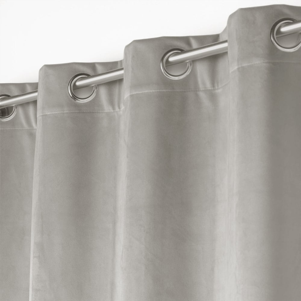 Rideau en velours tamisant fluide polyester/velours gris clair 140x250 - Maisons du Monde