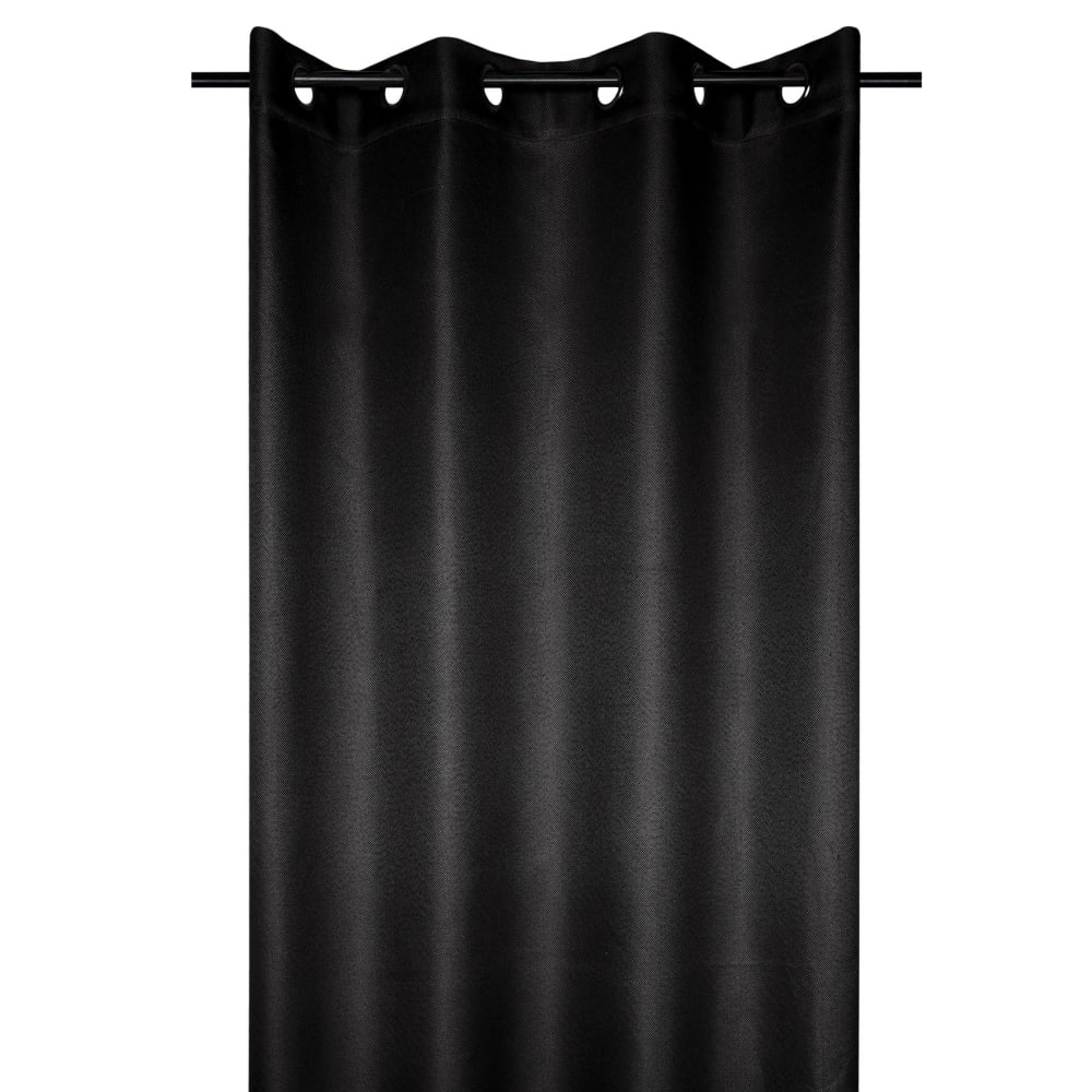 Rideau occultant uni tramé polyester noir 140x260 cm - Maisons du Monde