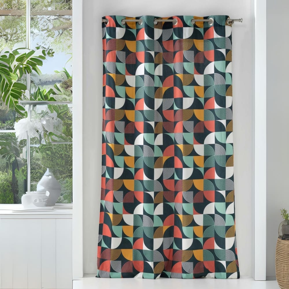 Rideau à tendance géométrique coton cuivre 140x240 cm