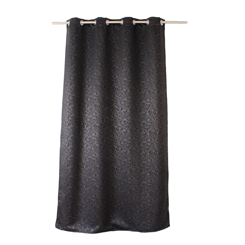 Rideau occultant à motifs tons sur tons 8 oeillets polyester noir - Maisons du Monde