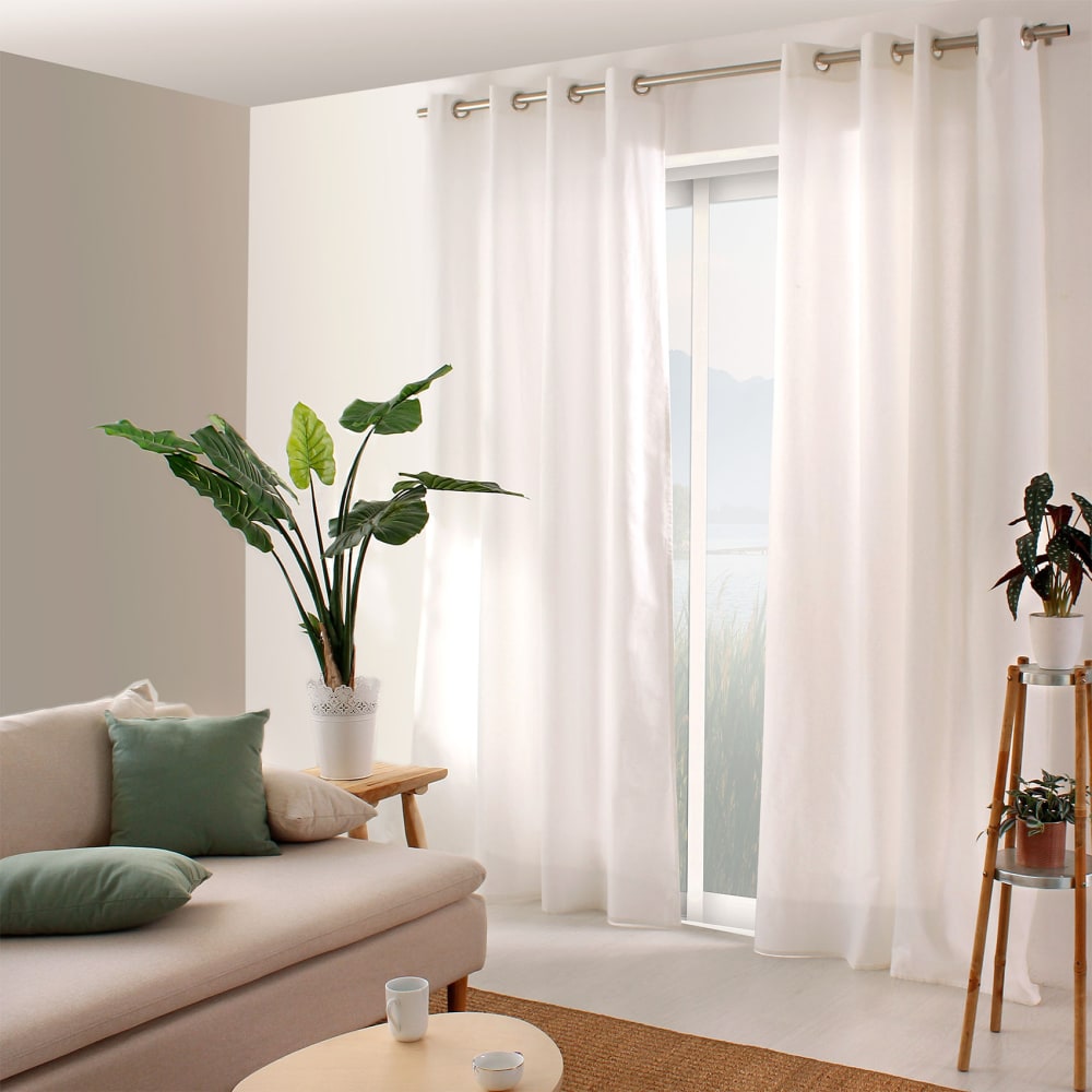 Rideau coloré en pur coton 8 œillets blanc 135x240 cm