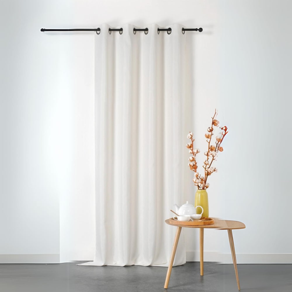 Rideau ignifugé en toile demi natté  polyester beige 135x240