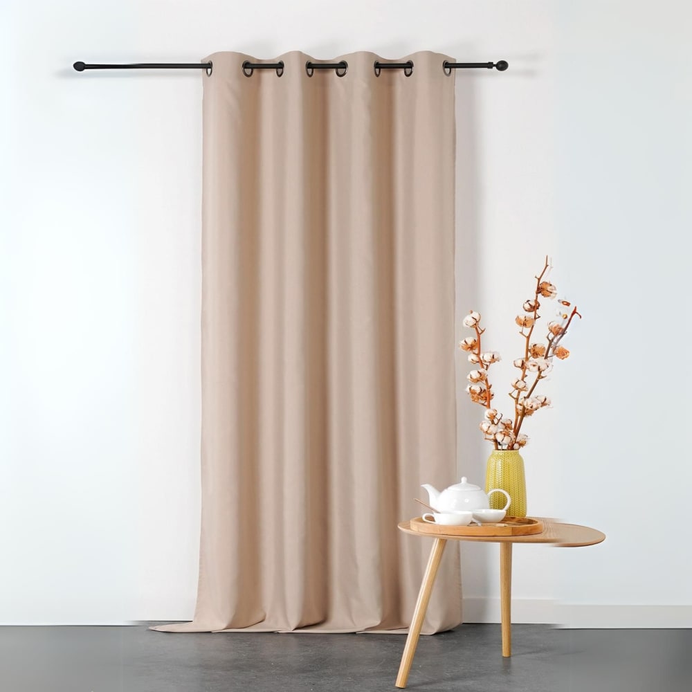 Rideau ignifugé en toile demi natté  polyester ecru 135x240