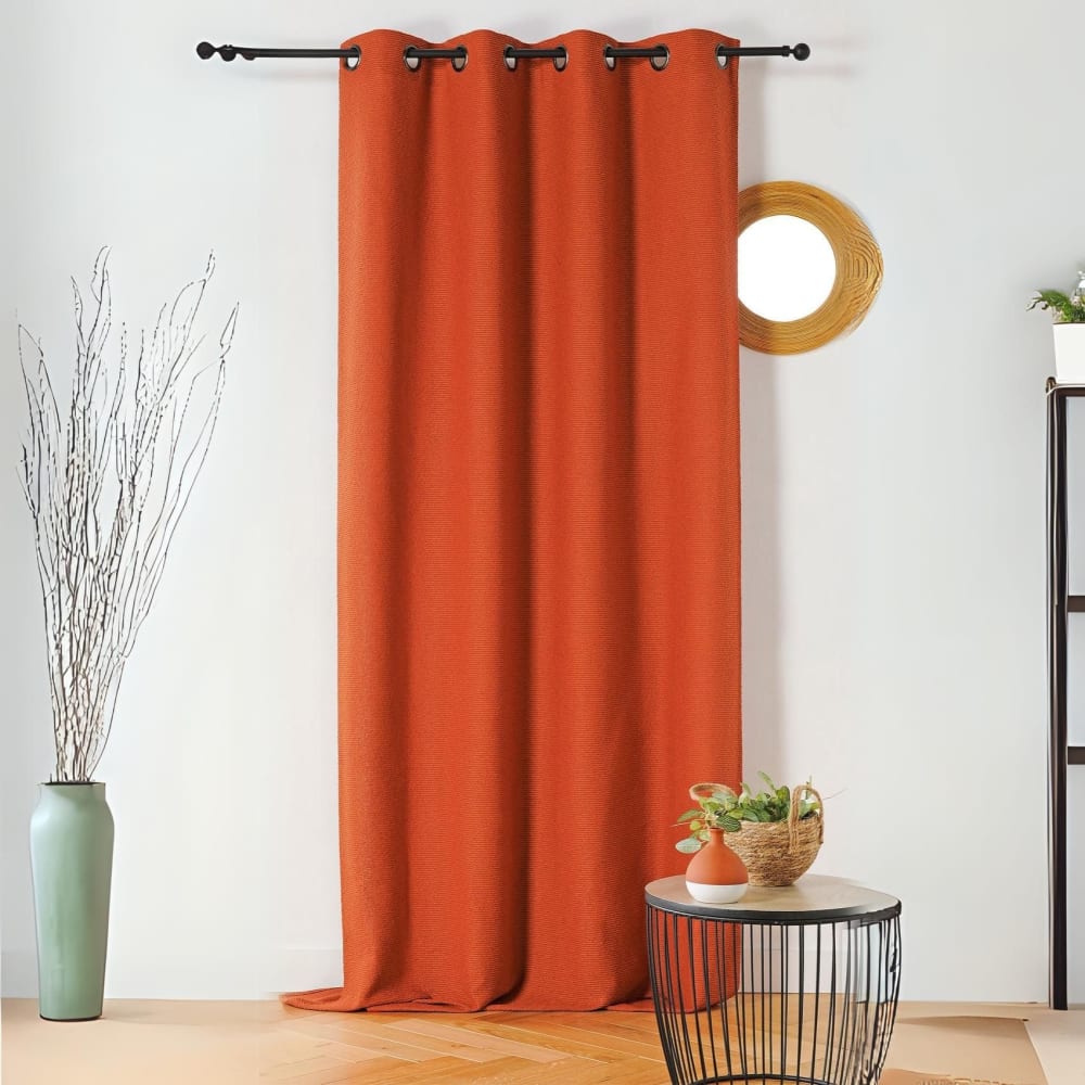 Rideau à l'aspect texturé en bouclette coton terracotta 140x260 cm