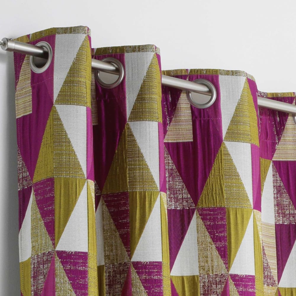 Rideau design à motifs triangulaires jacquard rose blush 140x260 cm - Maisons du Monde