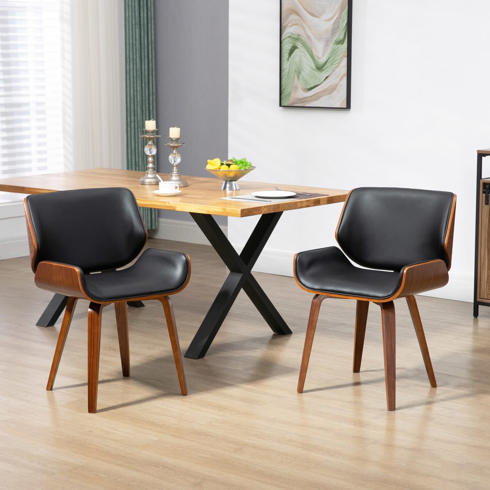 Homcom 2 Vintage-Stilmangestühle aus Kunststoff & Schwarzholz Schwarz
