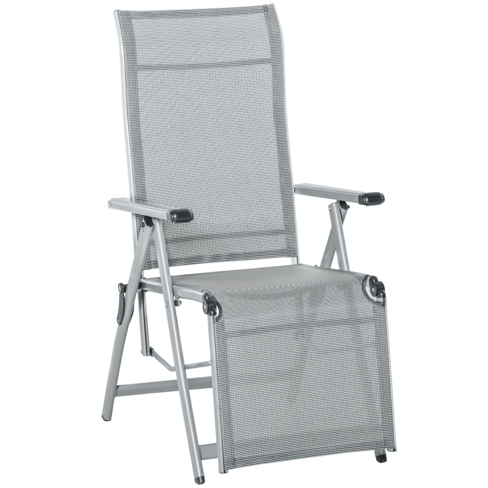 Chaise longue pliable dossier repose-pied réglable métal textilène