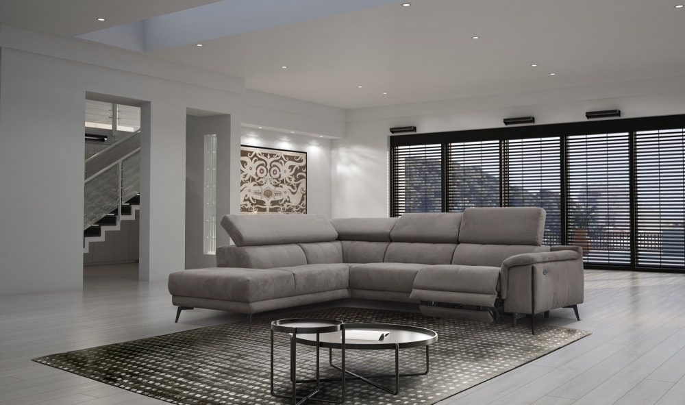 Ecksofa 5-Sitzer mit 1 Relaxfunktion, beige - Maisons Du Monde