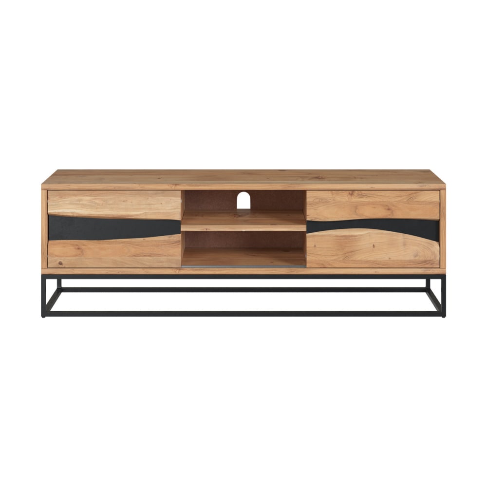 Mobile tv in legno di acacia massiccia e metallo 140 cm - Modello Country - LEGNO