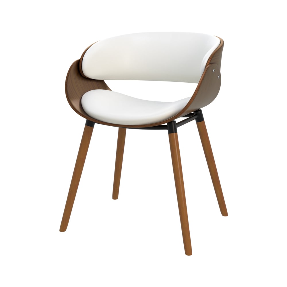 Maison Pavane Stuhl aus weißem Kunstleder und furniertem Nussbaumholz style vintage - -
