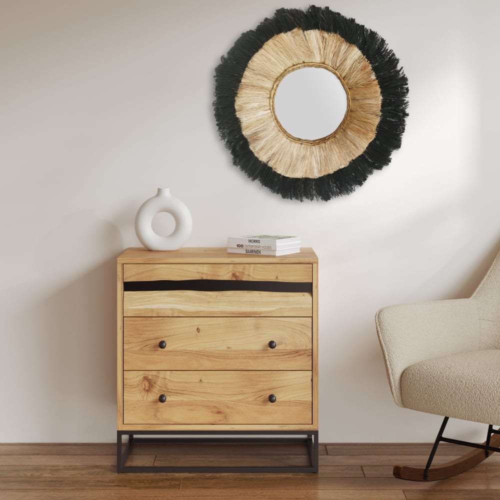Cómoda de madera de acacia y metal, 3 cajones - Maisons du Monde