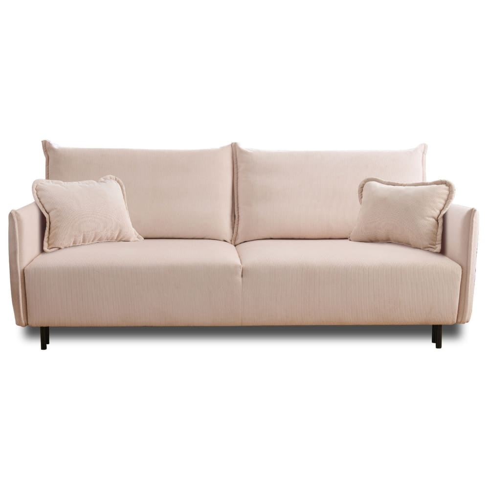 Canapé droit convertible 3 places en velours côtelé beige