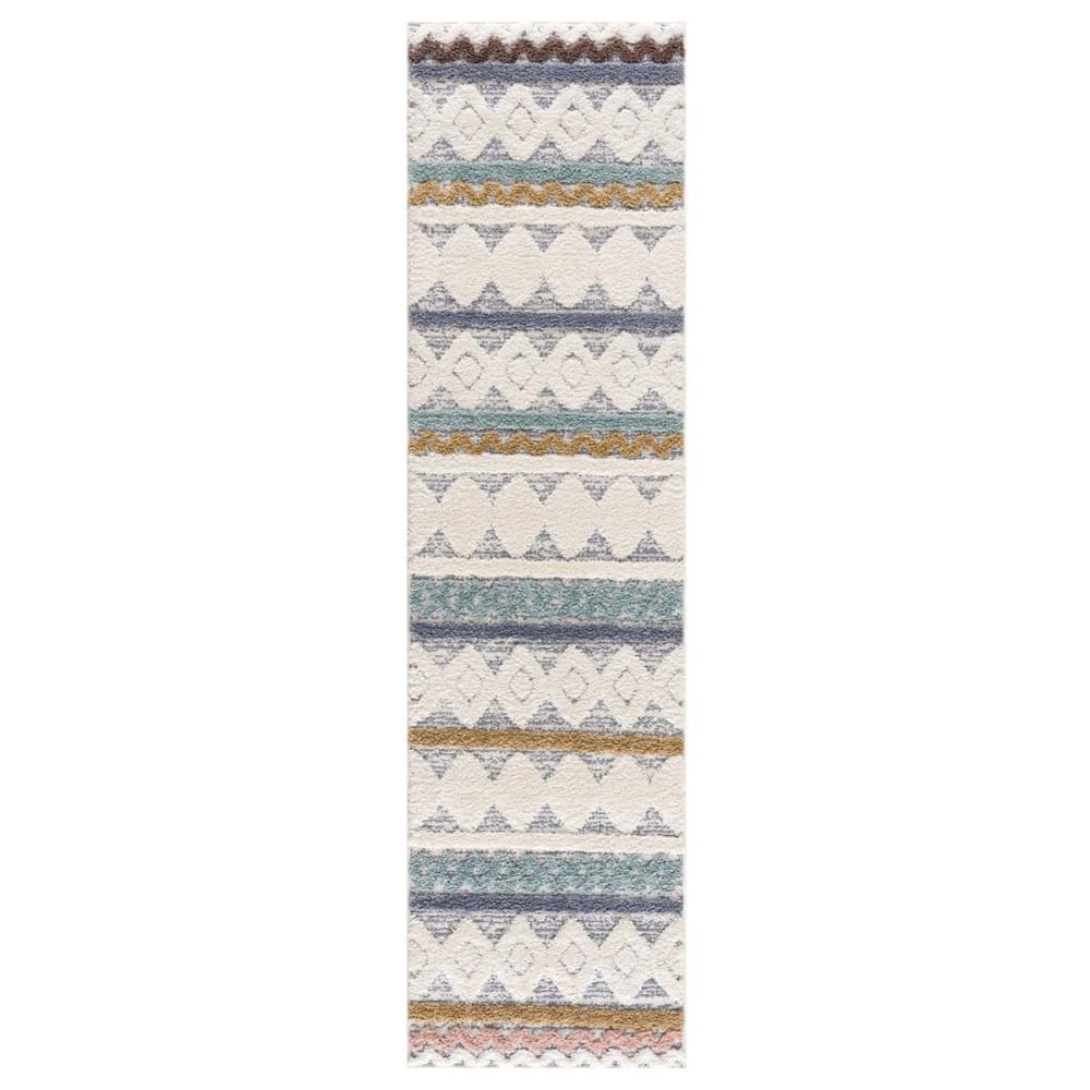 Tapis à poils longs et relief multicolore 80x300cm