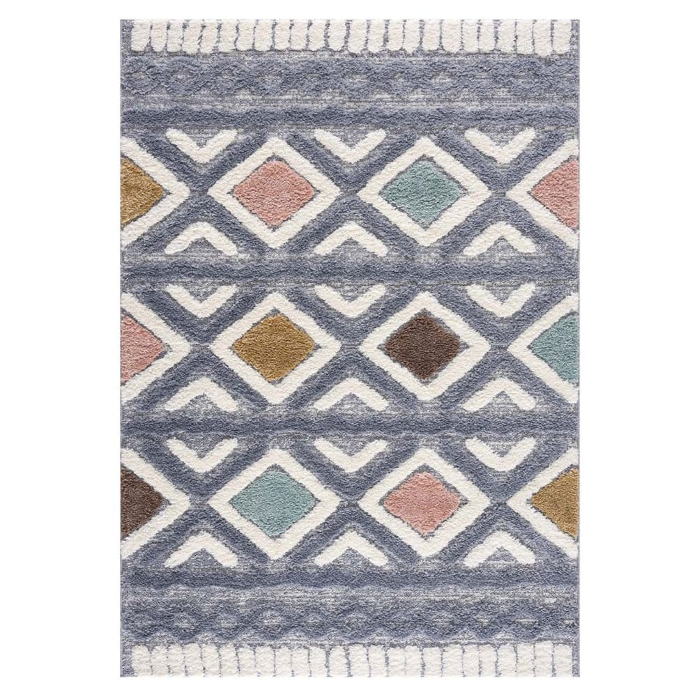 Tapis à poils longs et relief multicolore 200x290cm