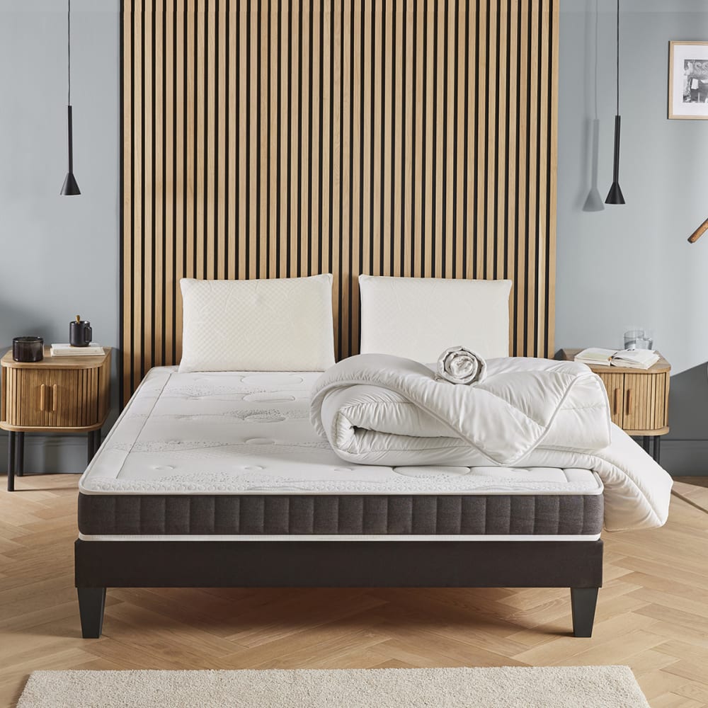 Prêt à dormir matelas mousse sommier bois 140x200 - Maisons du Monde