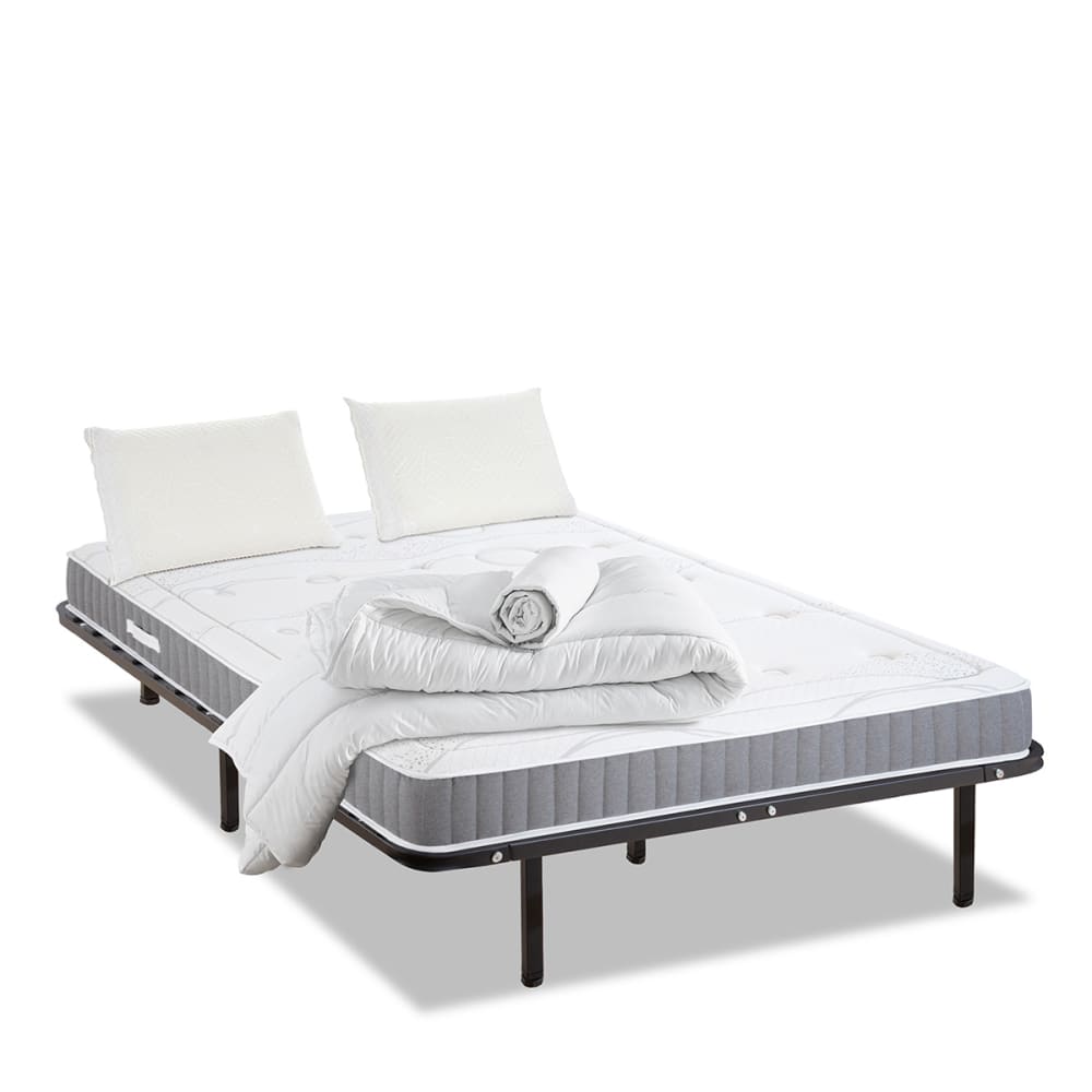 Pack    Matelas + Sommier Métal + Accessoires 160x200 cm