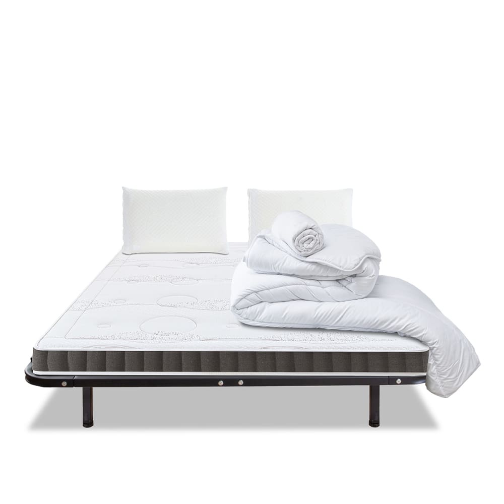 Olympe Prêt à dormir matelas mousse sommier métal 180x200 style classique chic Blanc Certifié Oeko-Tex Tissu