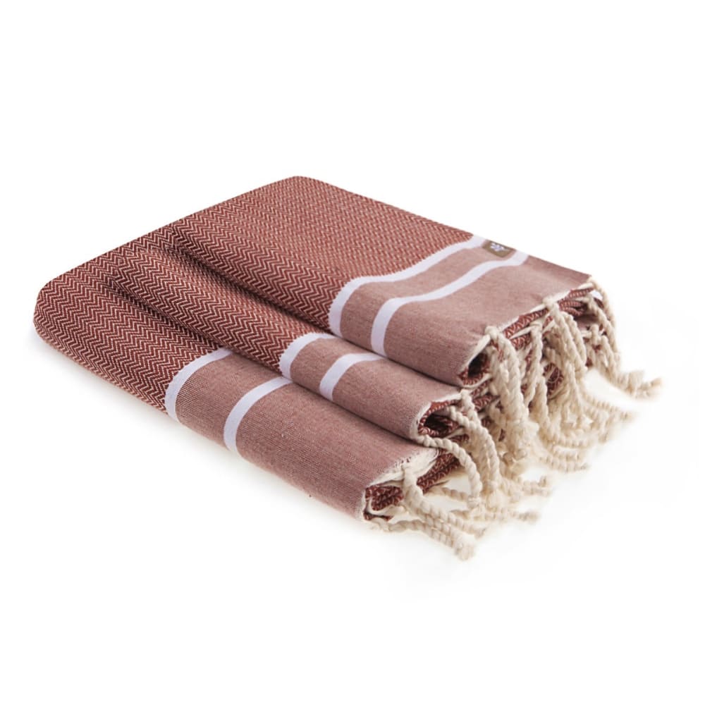 Foutas de bain (1+2) coton 100x200 rouge tomette