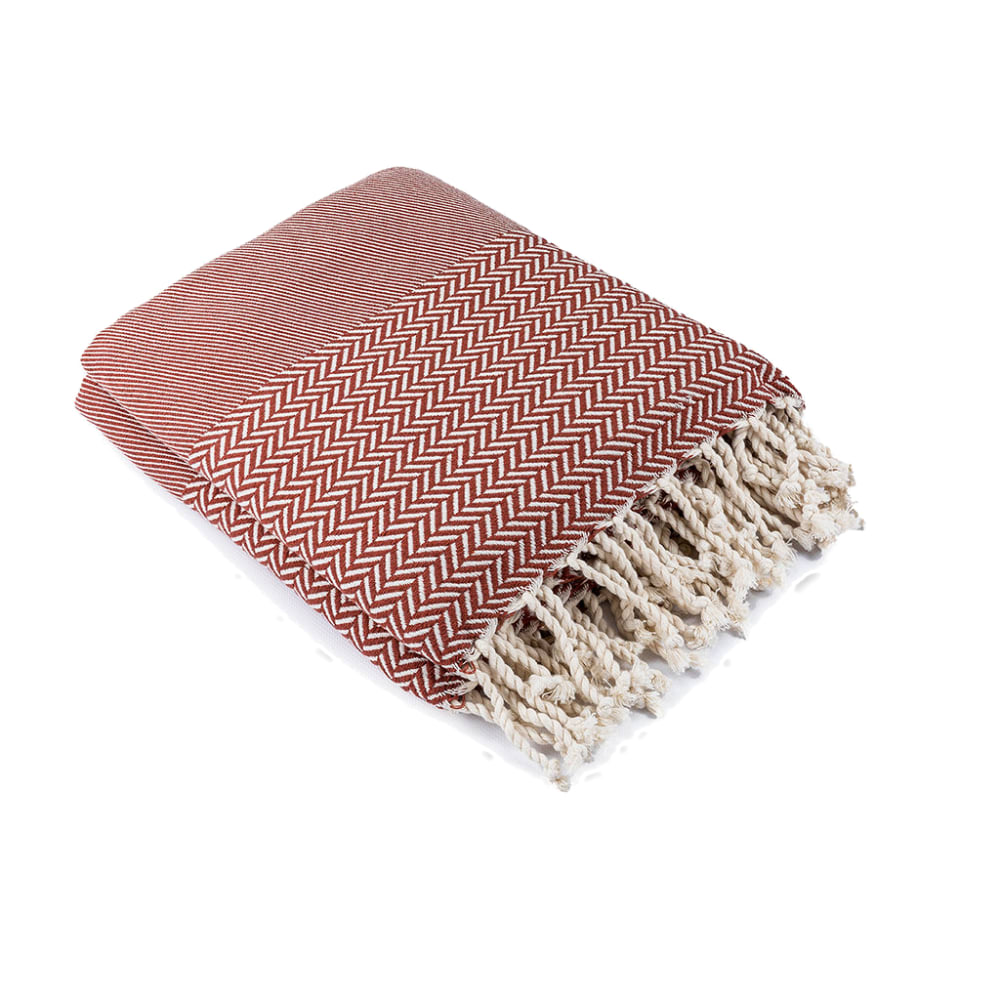 Plaid cotone rosso mattone - Modello Classico chic - Öko-Tex Zertifikat - Cotone