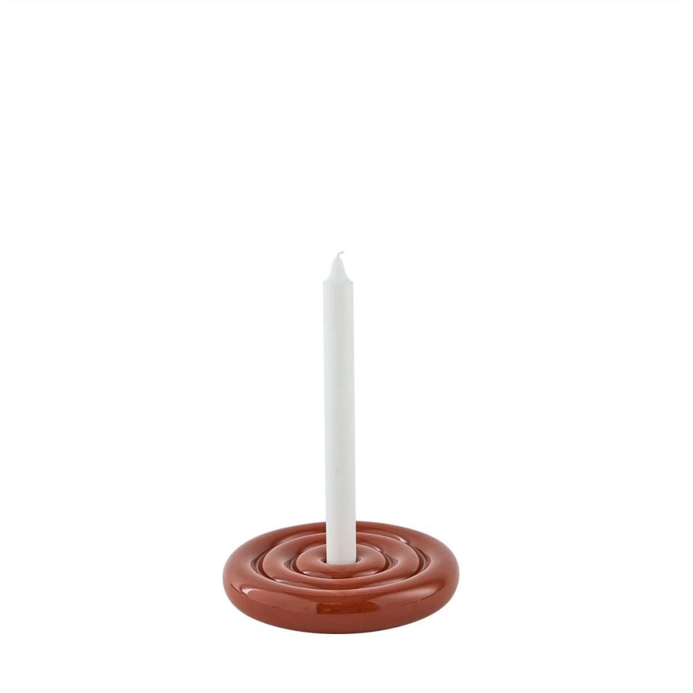 OYOY Living Design Bougeoir orange en grès Ø17xH2,5cm style contemporain