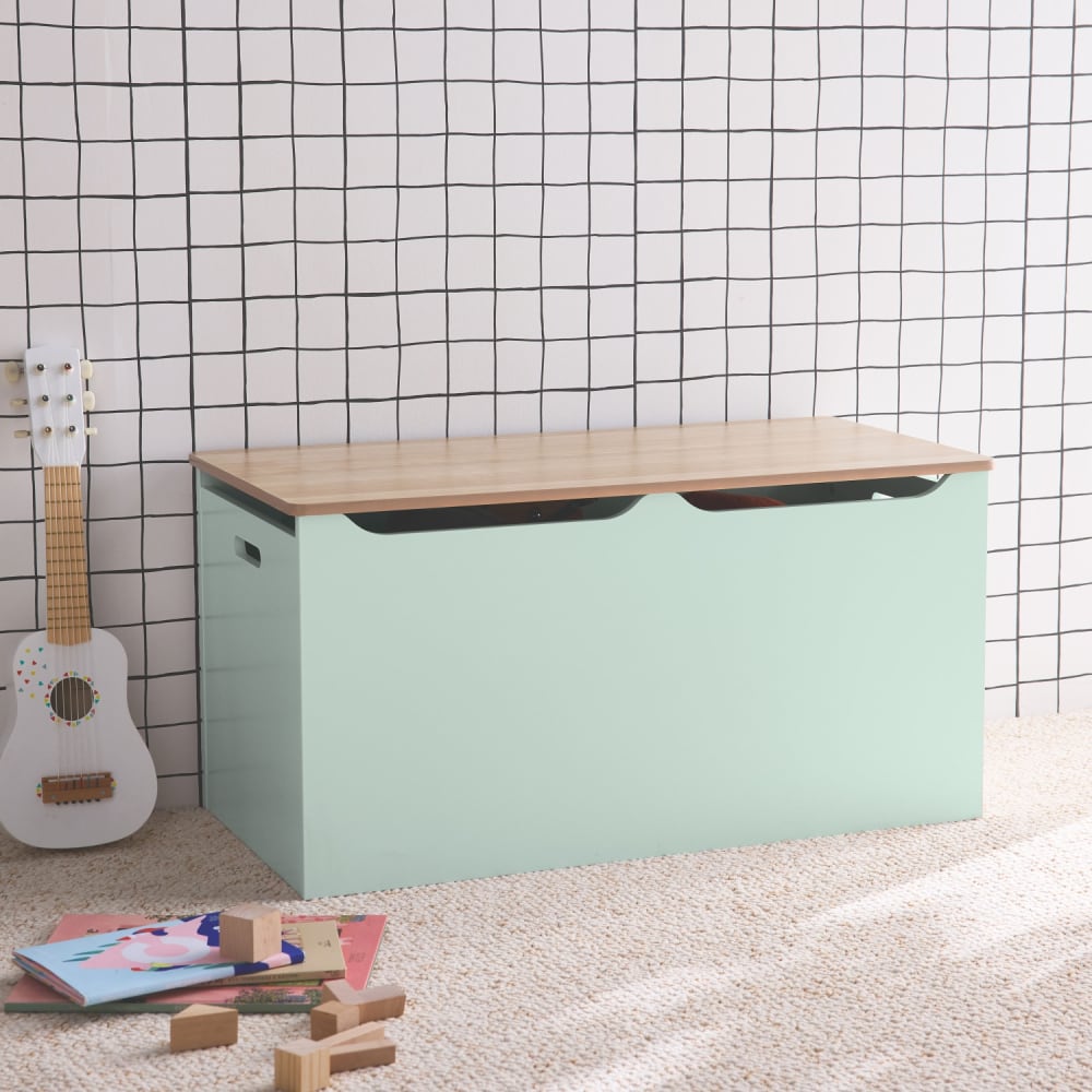 Baúl infantill ideal para juguetes, verde celadón
