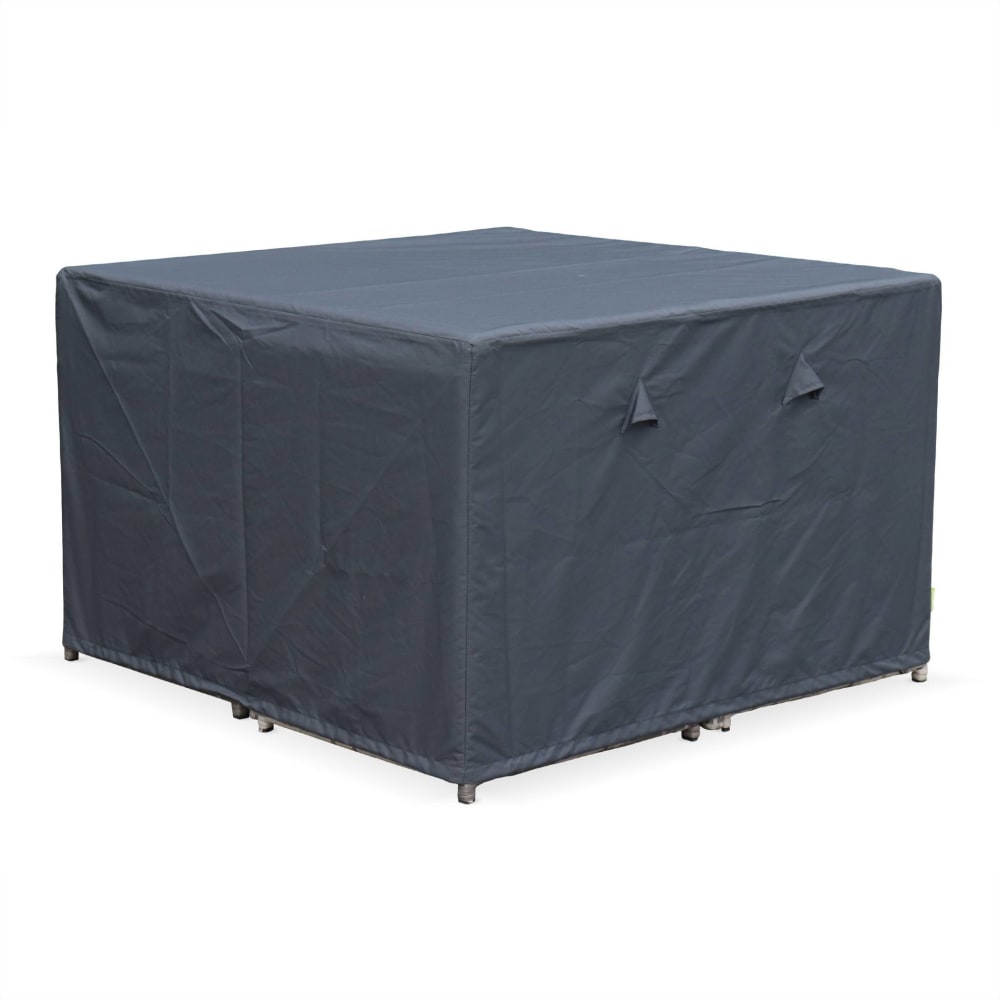Housse de protection grise pour salon de jardin carré 112 sur 112 cm