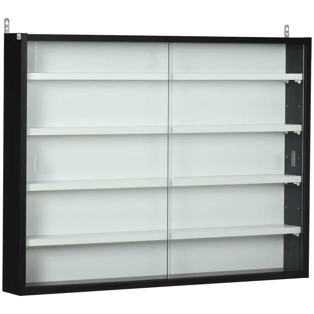 Vitrina de pared 80x9.5x60 cm negro y blanco