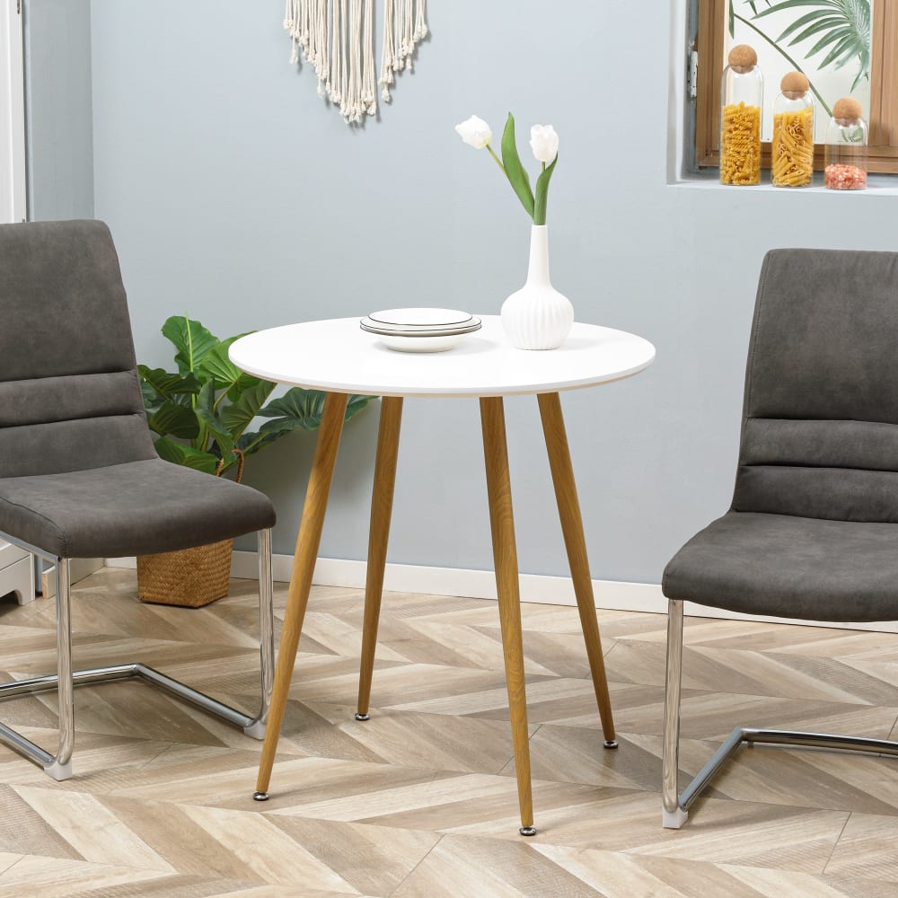 Mesa de comedor 72x72x75 cm blanco y natural - Maisons du Monde