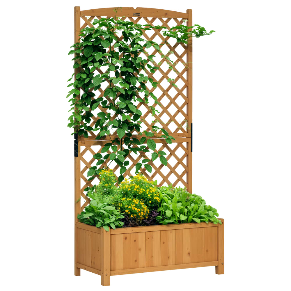 Jardinera con enrejado 90x45x180 cm madera natural