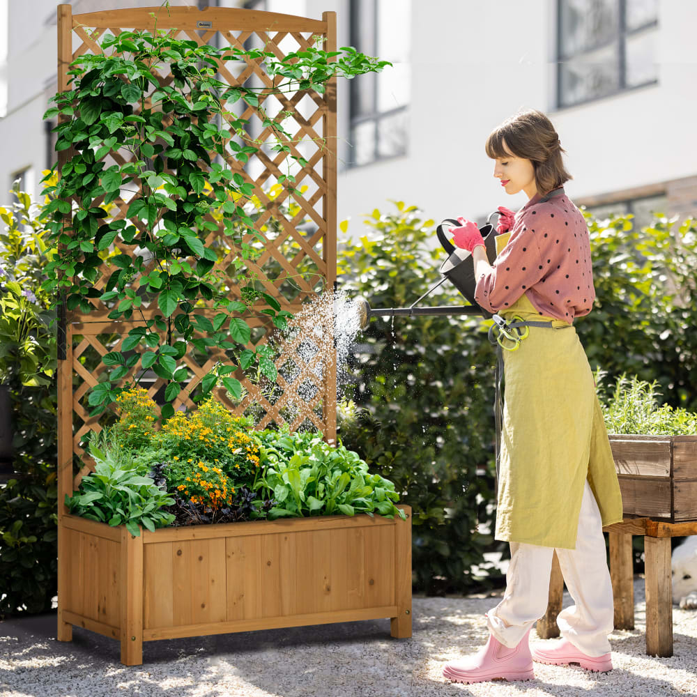 Jardinera con enrejado 90x45x180 cm madera natural - Maisons du Monde