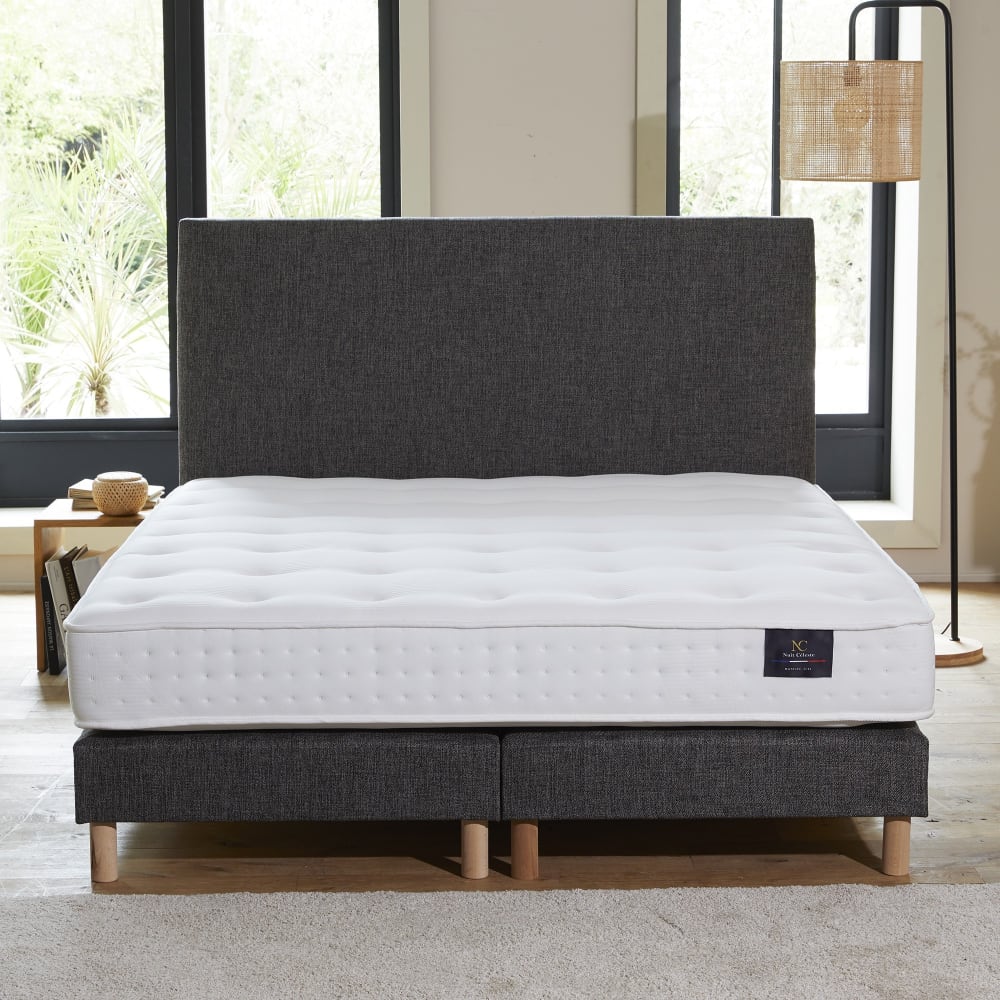 Nuit Céleste Sommier tapissier symbiose gris elephant 160x200 Certifié Oeko-Tex - Tissu